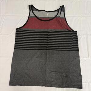 Blue Gear Shirt Mens 3XL Gray Red Tank Top Striped Sleeveless Casual Cotton